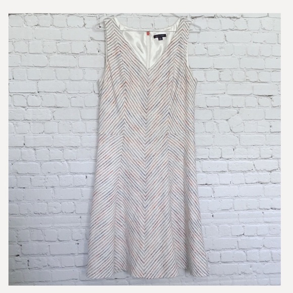 TOMMY HILFIGER | BIAS STRIPE V-NECK A-LINE DRESS - Picture 4 of 8